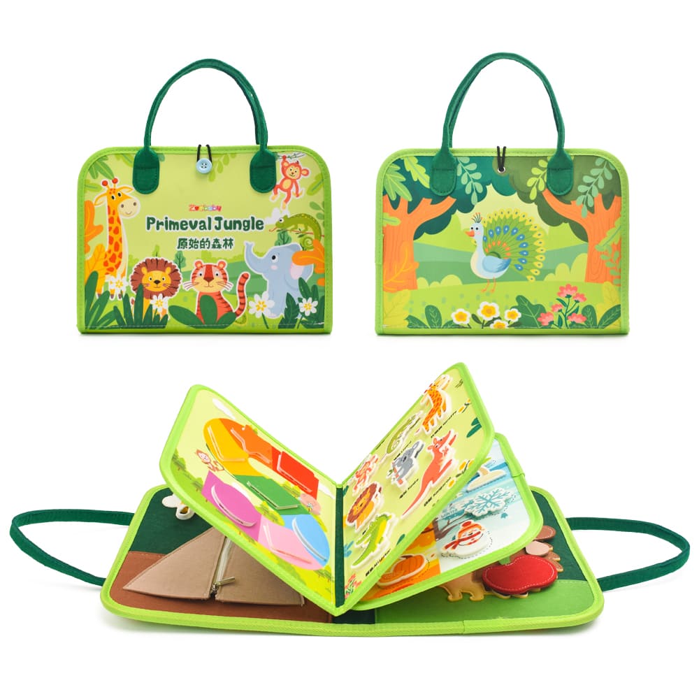 Wholesale Custom Jungle Animal Montessori Toy Preschool Educational Felt Cloth Busy Board for Toddler Intellectual Cognitive Skills Development