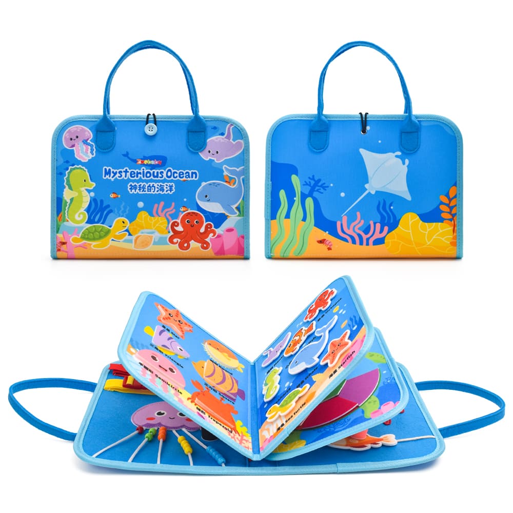 Custom Ocean Animal Montessori Preschool Educational Toy Felt Busy Board for Children Early Math Skills Developments