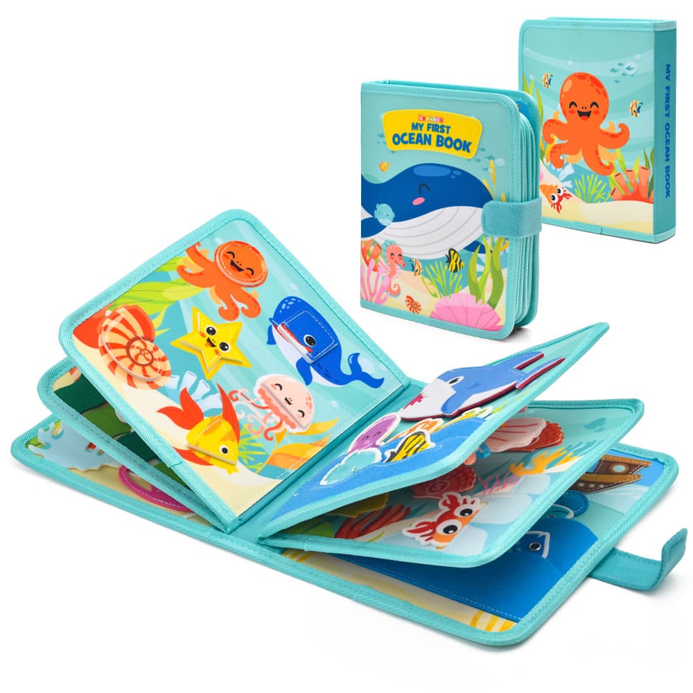 Custom Ocean Animal Story Montessori Preschool Early Educational Toy Felt Cloth Quiet Book for Toddler Cognitive Skills Development