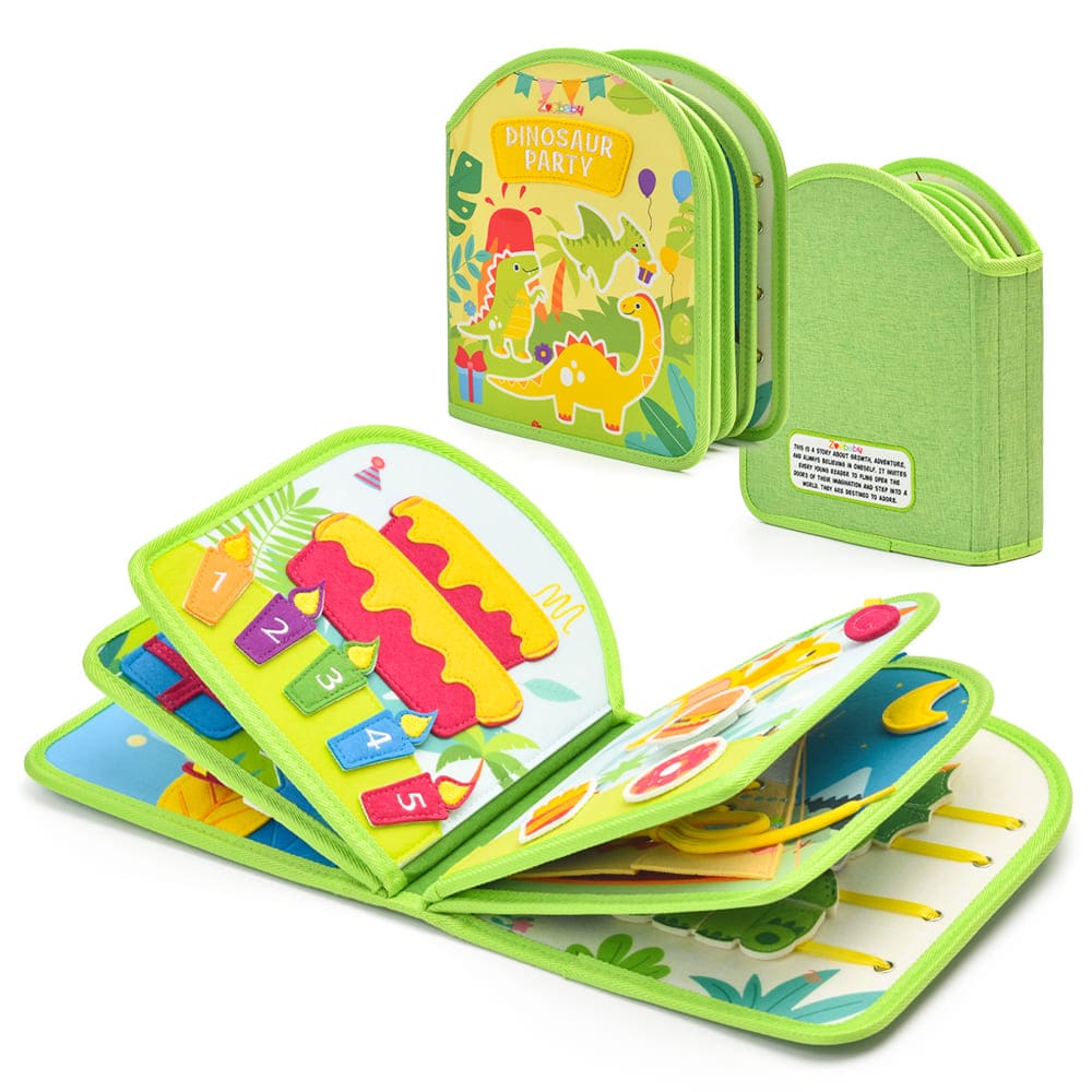 NEW DESIGN Custom Dinosaur Party Montessori Preschool Toddler Calming Toy Felt Cloth Quiet Book for Kid Airplane Friendly