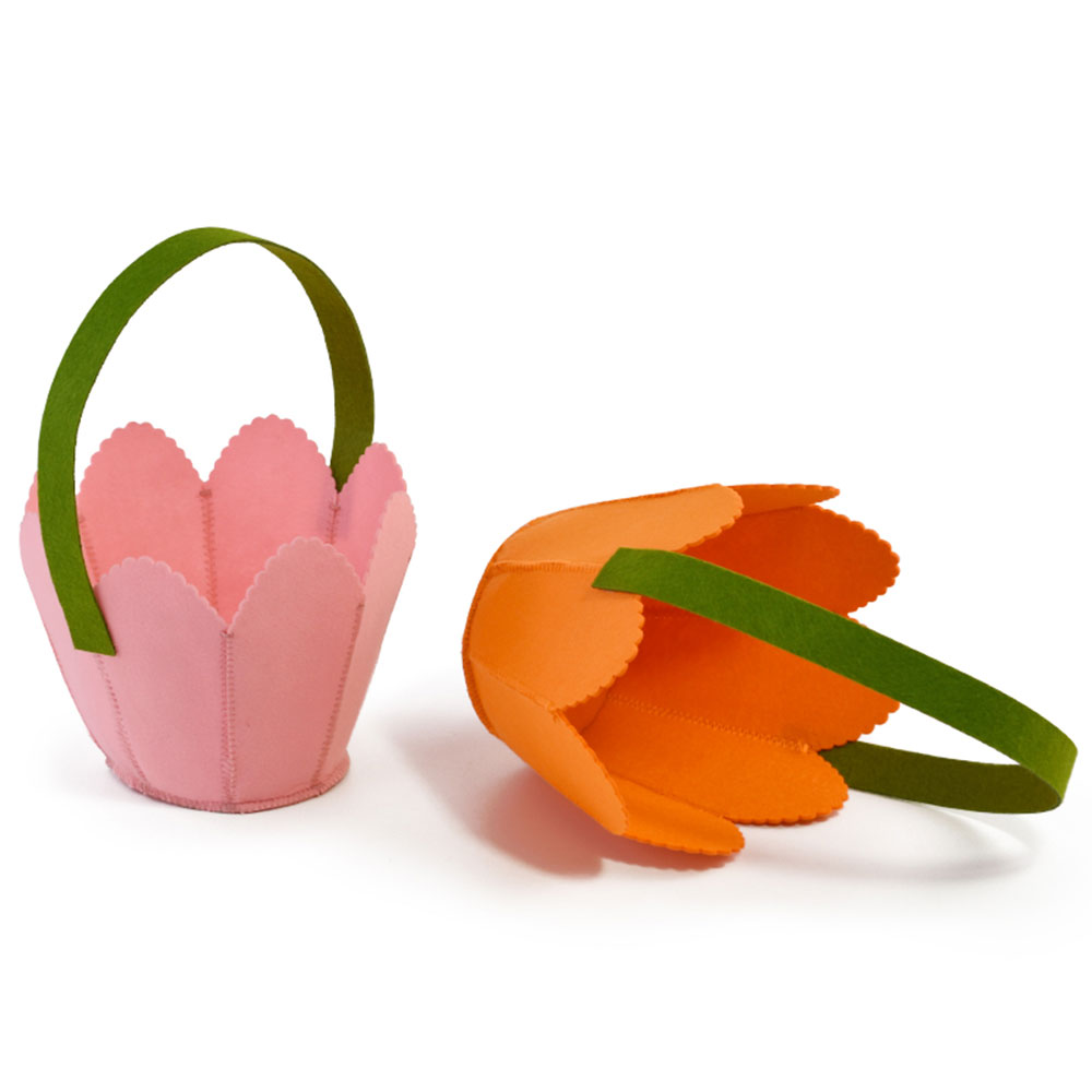 Custom Eco-Friendly Felt Easter Egg Basket with Rabbit Carrot Radish Sewing Appliqué for Festive Yard Decorations