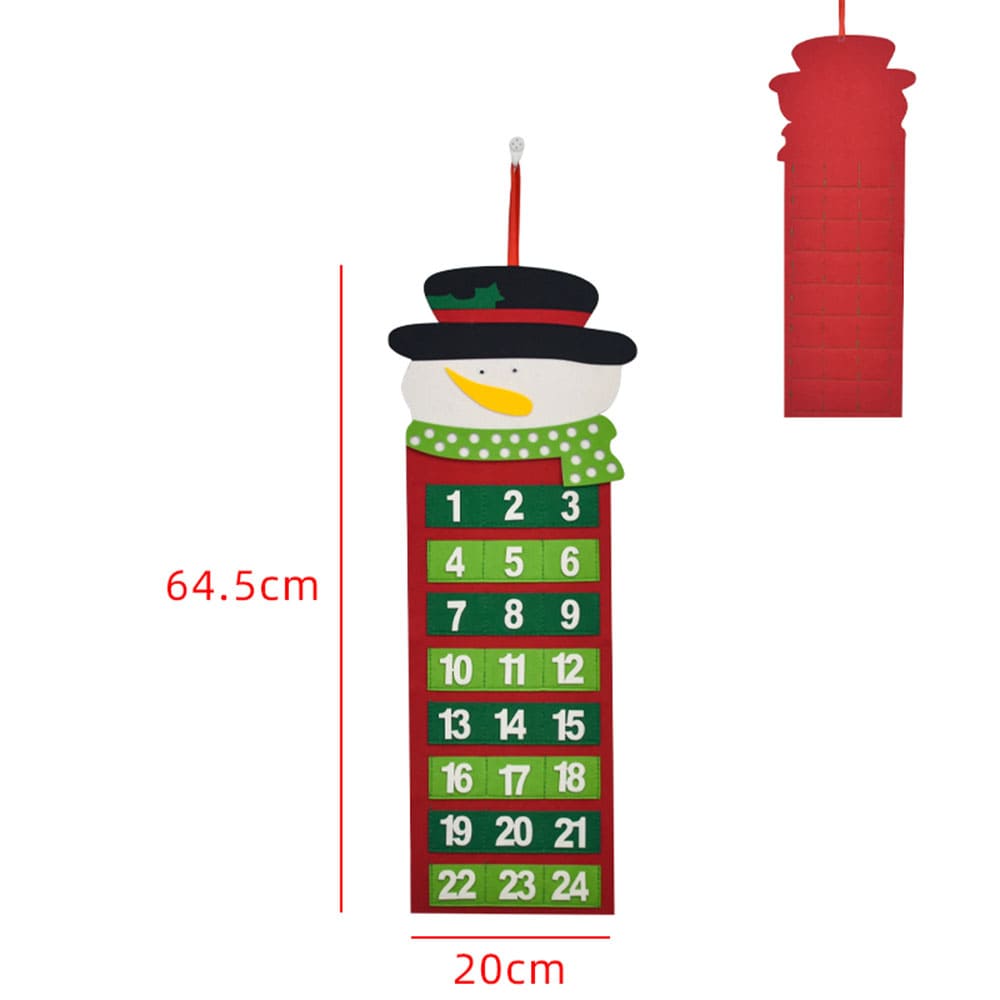 Custom Eco-Friendly Felt Christmas Advent Countdown Calendar with 24 Pockets Festive Santa Reindeer Christmas Tree Stocking Motifs for Holiday Decoration