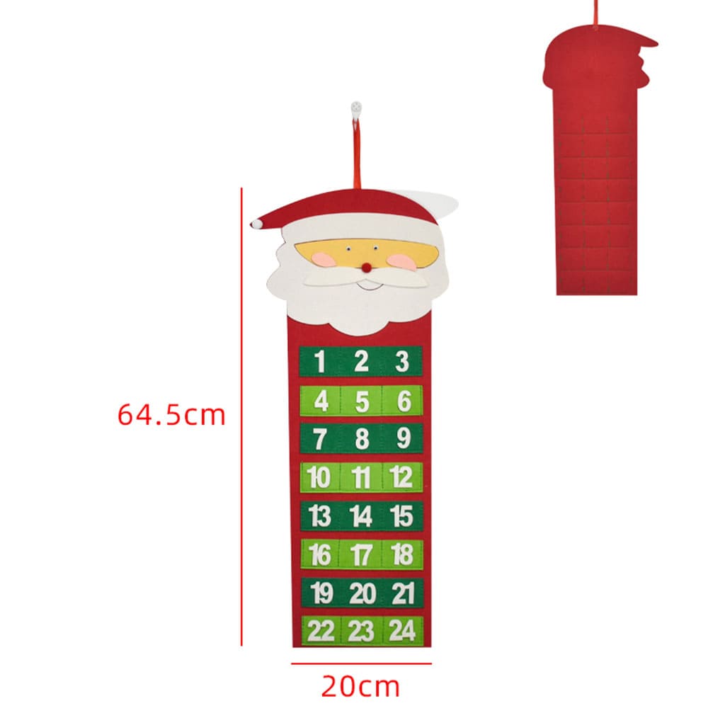 Custom Eco-Friendly Felt Christmas Advent Countdown Calendar with 24 Pockets Festive Santa Reindeer Christmas Tree Stocking Motifs for Holiday Decoration