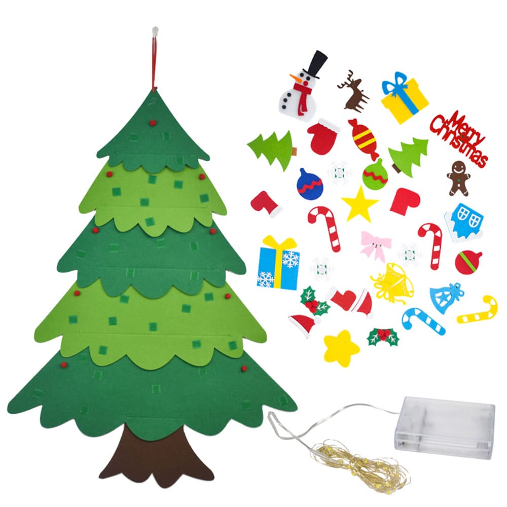 custom eco friendly felt christmas tree with led lights 30+ detachable ornaments for home holiday decoration