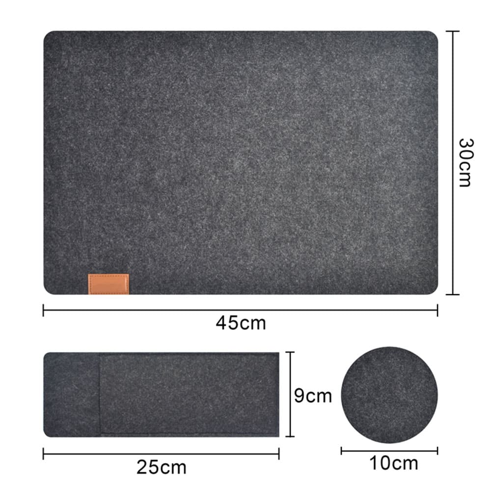 Custom Logo Color Wool Felt Dining Placemat Set Tableware Mat & Flatware Holder with Leather Embossed Accents for Restaurant & Home