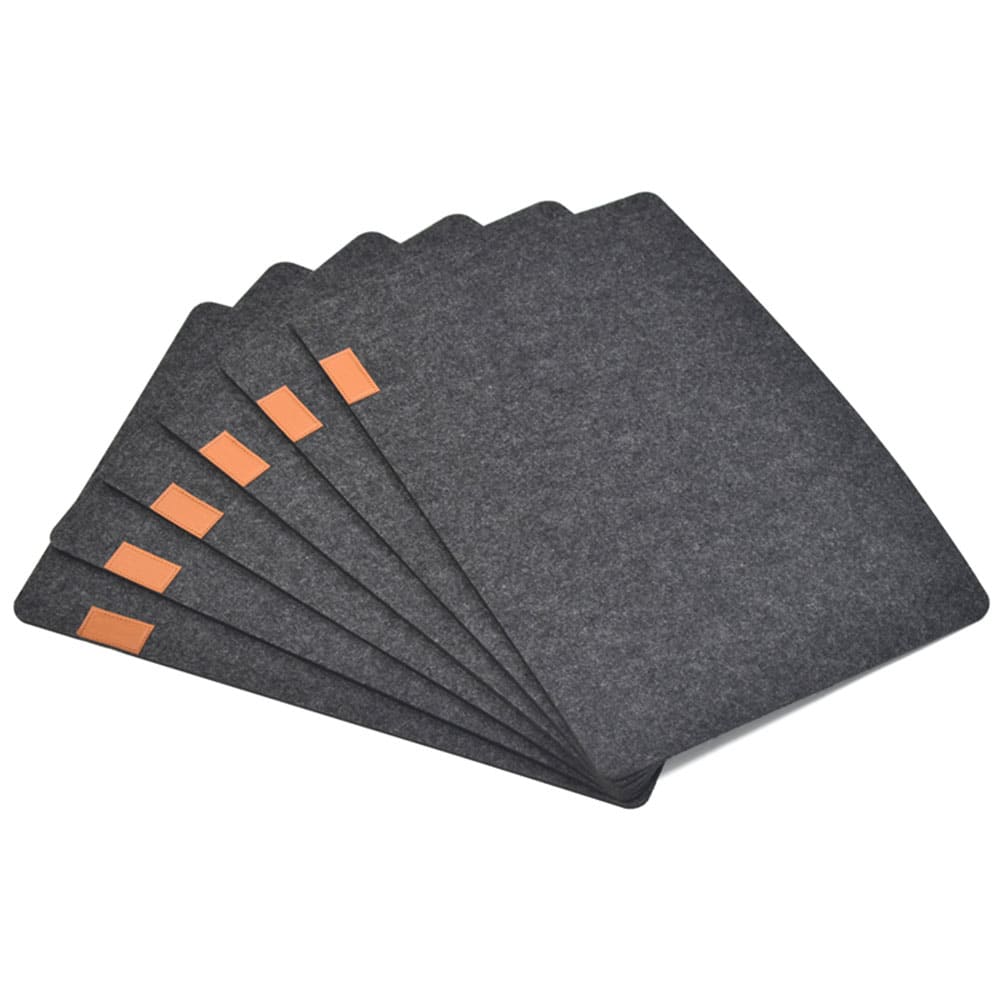 Custom Logo Color Wool Felt Dining Placemat Set Tableware Mat & Flatware Holder with Leather Embossed Accents for Restaurant & Home