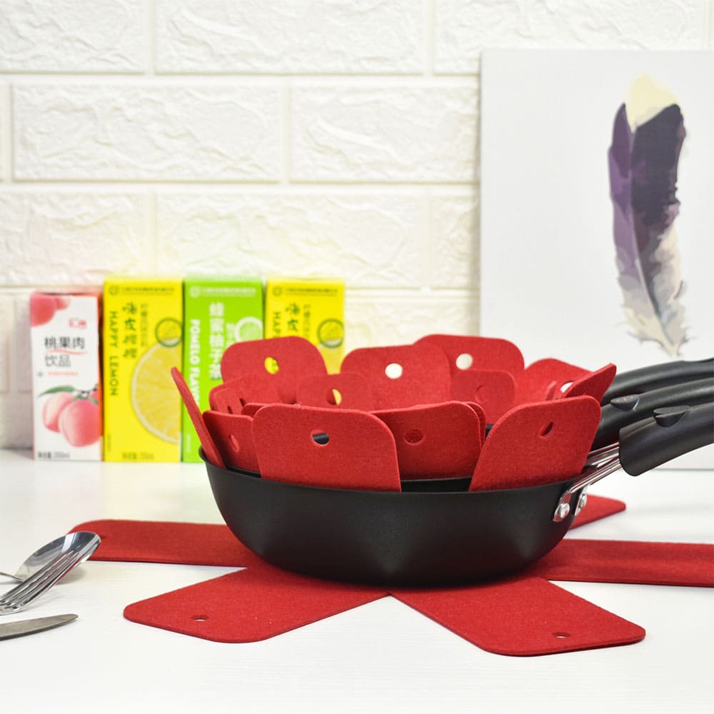 Custom Color Felt Pan & Plate Protectors Mats ECO-friendly Pot and Bowl Divider Guard Pads for Kitchenware