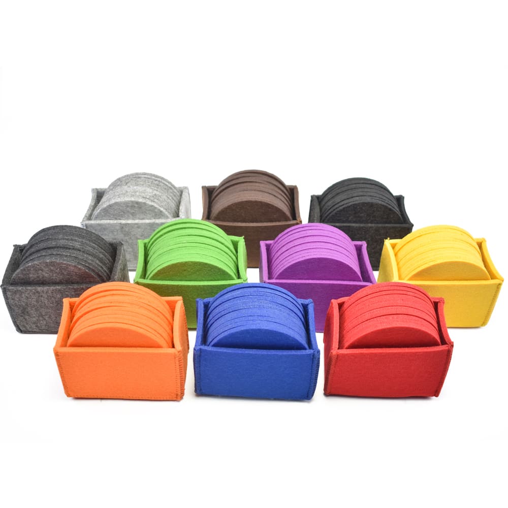 Custom Logo Felt Coasters Set Eco-Friendly Colors Modern Anti-Slip Drink Mats for Tabletop Protection
