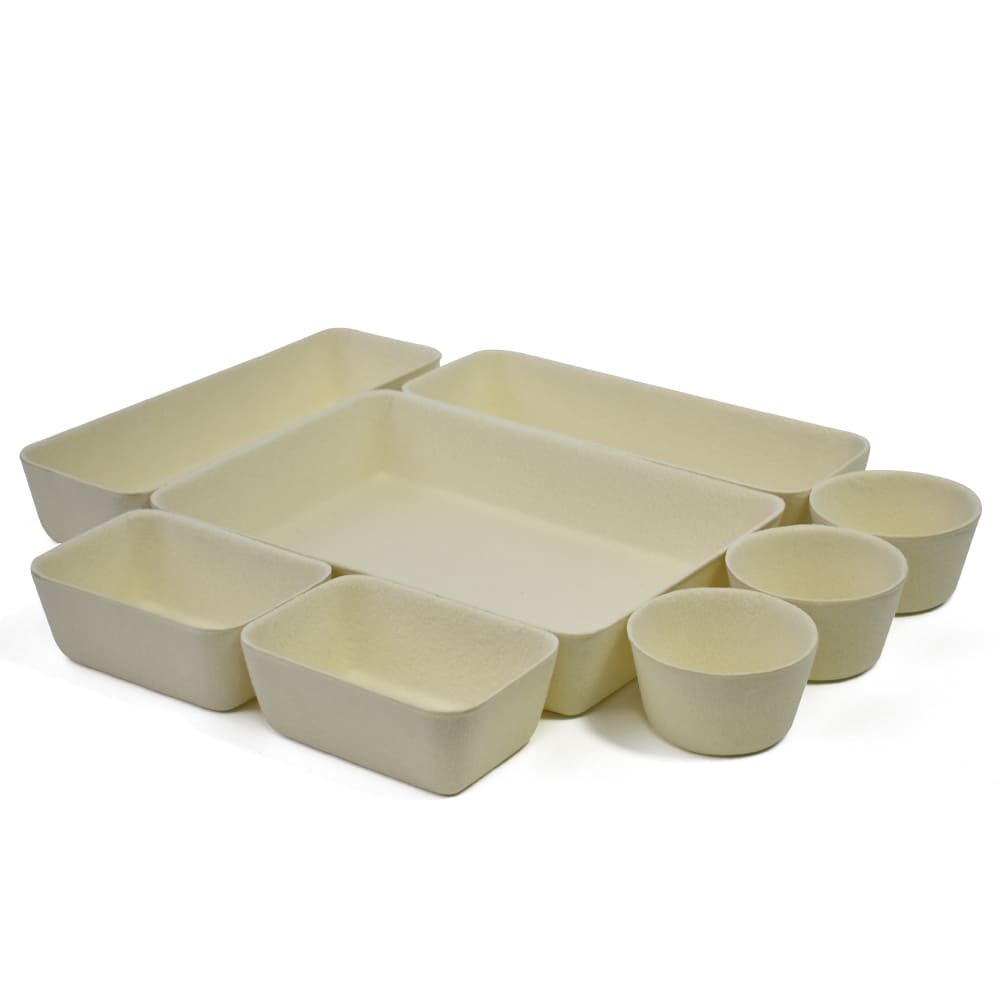 Custom Color Size Modular 8-Piece One-piece Molded Felt Storage Bin Set, Thermoformed Drawer Organizer for Home Office Organization