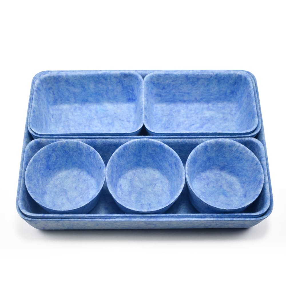 Custom Color Size Modular 8-Piece One-piece Molded Felt Storage Bin Set, Thermoformed Drawer Organizer for Home Office Organization