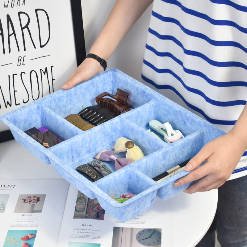 Custom Color Size Multi-Compartment One-piece Molded Felt Desk Storage Drawer Bin for Home Office Organization