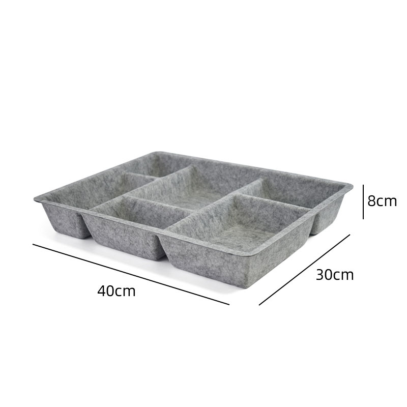 Custom Color Size Multi-Compartment One-piece Molded Felt Desk Storage Drawer Bin for Home Office Organization