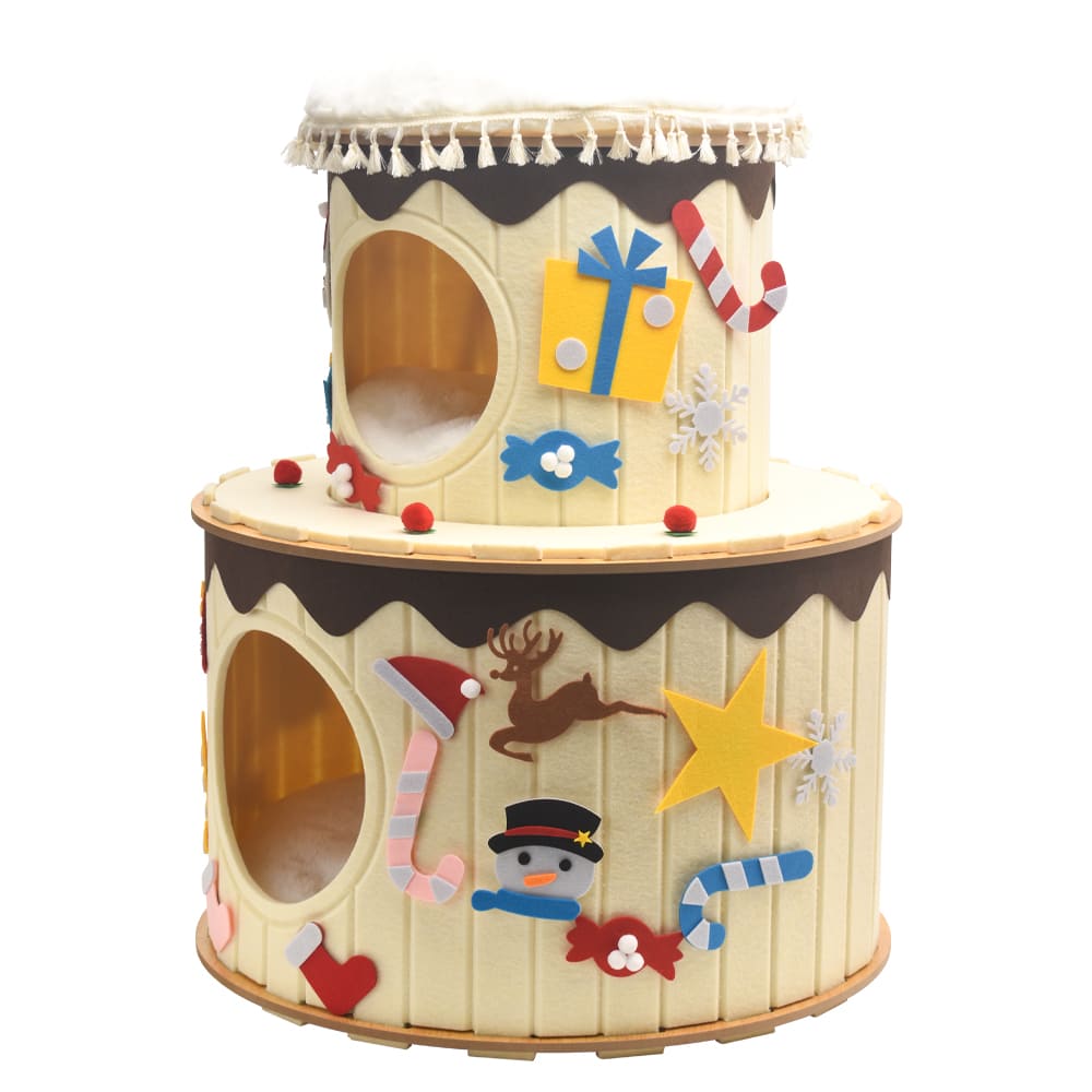 Custom Original Design Cake-Shaped Felt Cat Cave Modular DIY Assembly Pet House with Interlocking Felt Panels for Pet