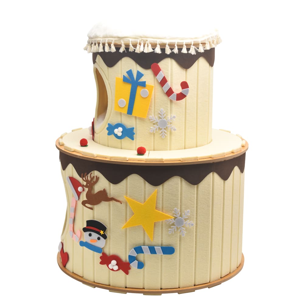 Custom Original Design Cake-Shaped Felt Cat Cave Modular DIY Assembly Pet House with Interlocking Felt Panels for Pet