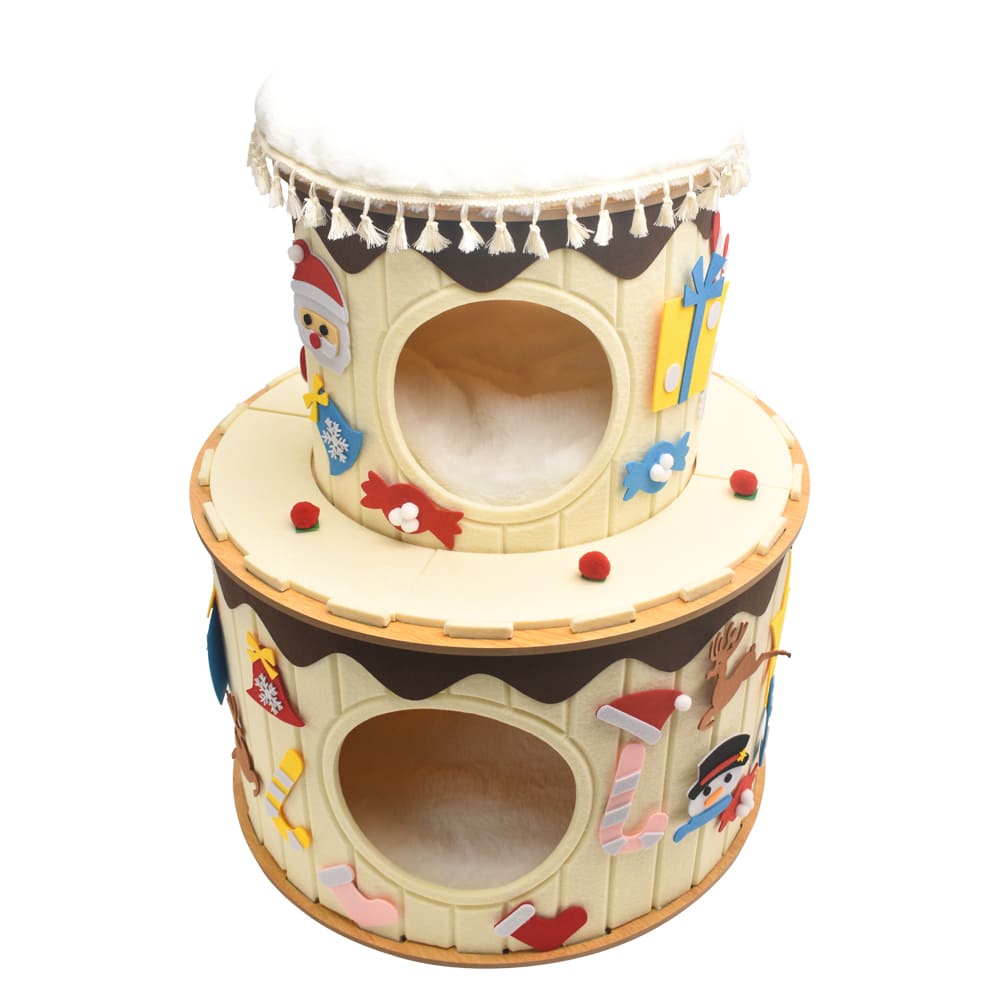 Custom Original Design Cake-Shaped Felt Cat Cave Modular DIY Assembly Pet House with Interlocking Felt Panels for Pet