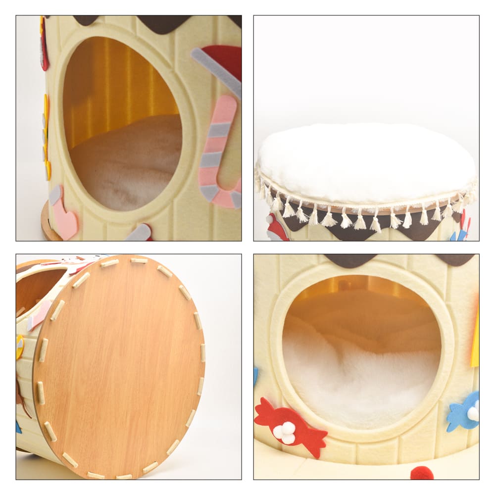 Custom Original Design Cake-Shaped Felt Cat Cave Modular DIY Assembly Pet House with Interlocking Felt Panels for Pet