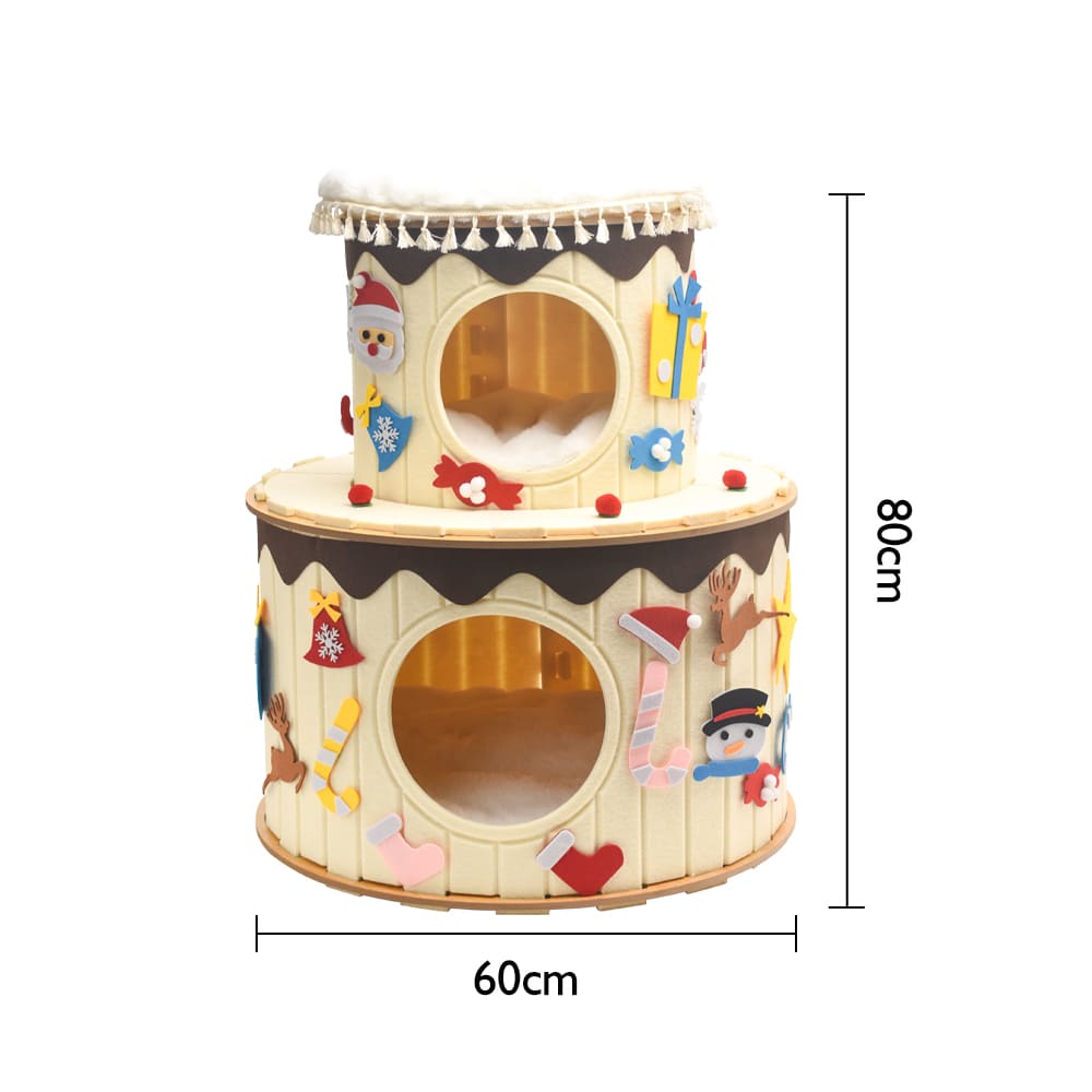 Custom Original Design Cake-Shaped Felt Cat Cave Modular DIY Assembly Pet House with Interlocking Felt Panels for Pet
