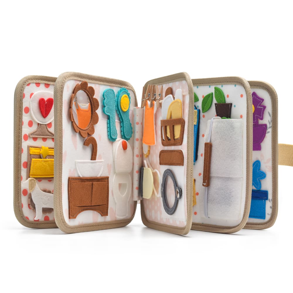 Custom Eco-Friendly Toddler Montessori Early Educational Toy Fine Motor Skills Development Felt Cloth Quiet Book for Girls Age 1+