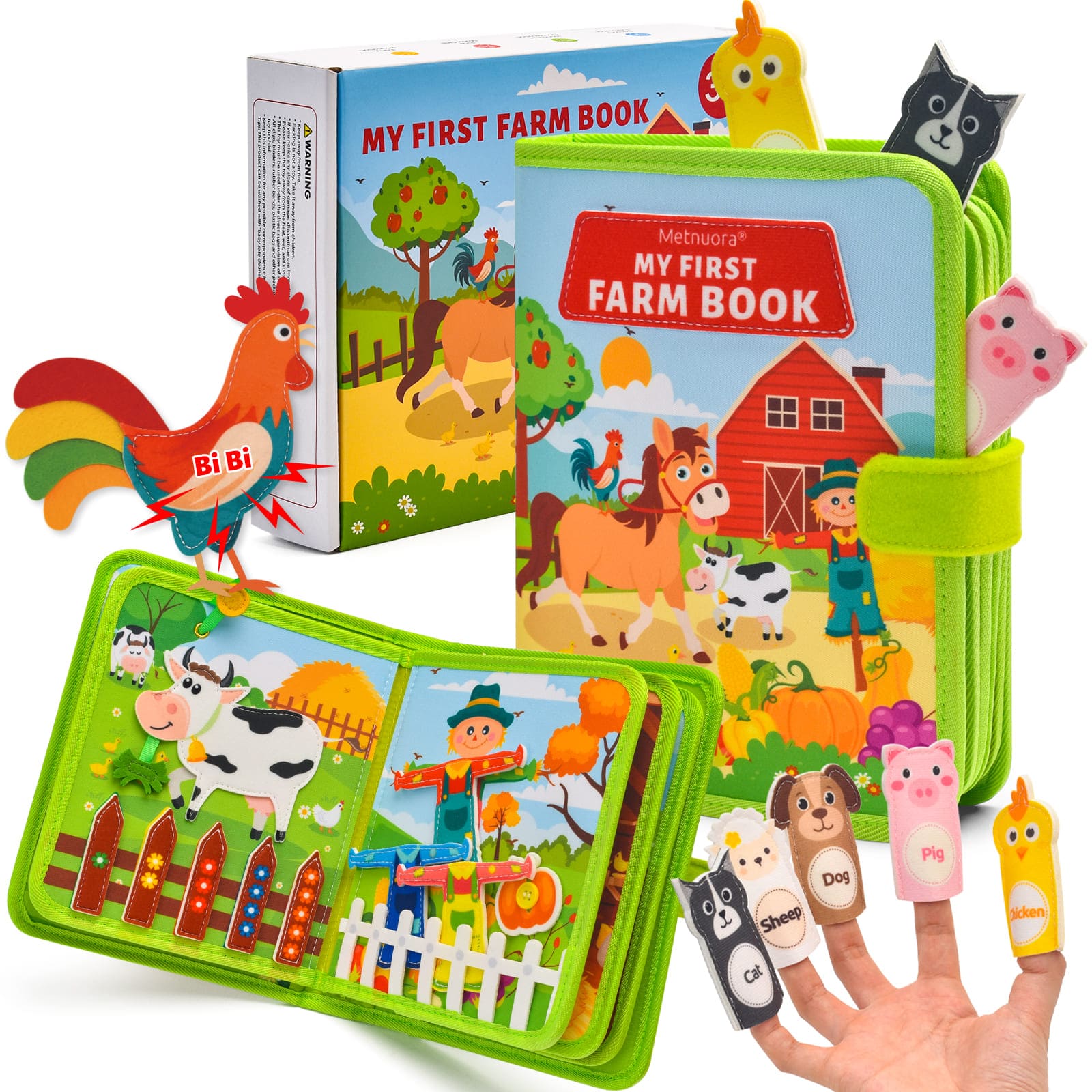 Custom My First Farm Felt Quiet Book Montessori Fine Motor Skills Development Toddler Early Educational Toy for Unisex Kids Age 1+
