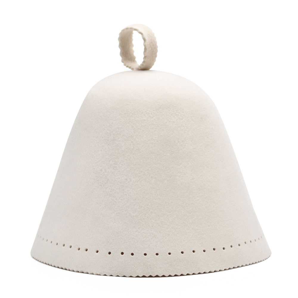 Custom Natural Merino Wool Felt Banya Hat Adult Child Unisex One-Piece Molded Sauna Hat with Loop for SPA Steam Room
