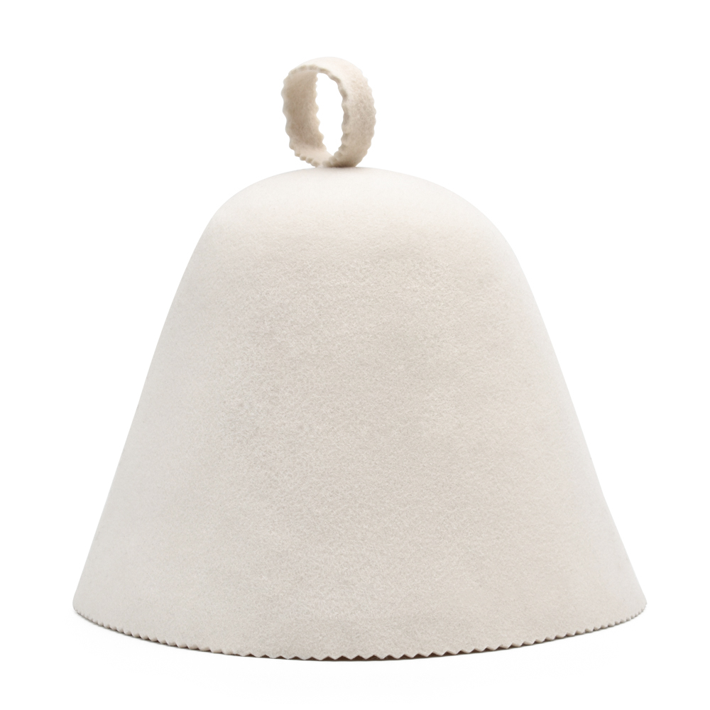 Custom Natural Merino Wool Felt Banya Hat Adult Child Unisex One-Piece Molded Sauna Hat with Loop for SPA Steam Room
