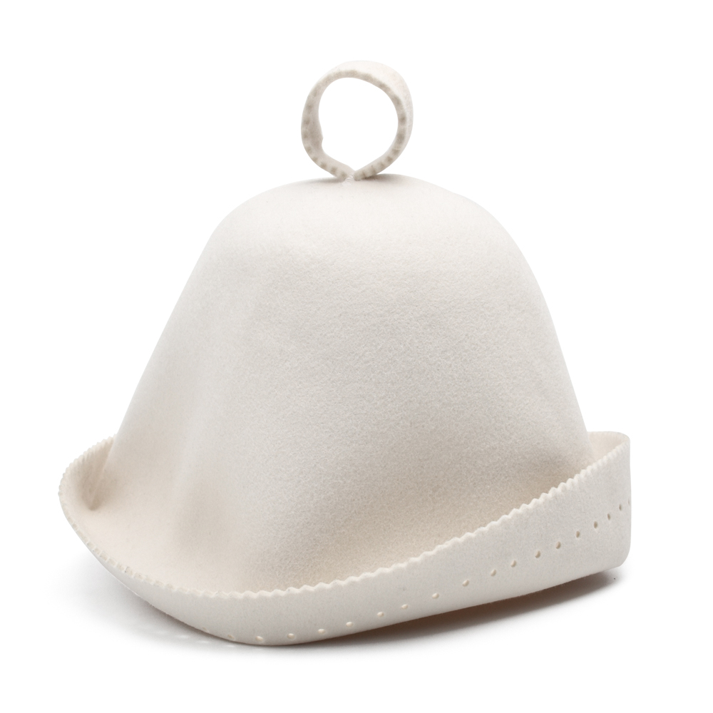 Custom Natural Merino Wool Felt Banya Hat Adult Child Unisex One-Piece Molded Sauna Hat with Loop for SPA Steam Room