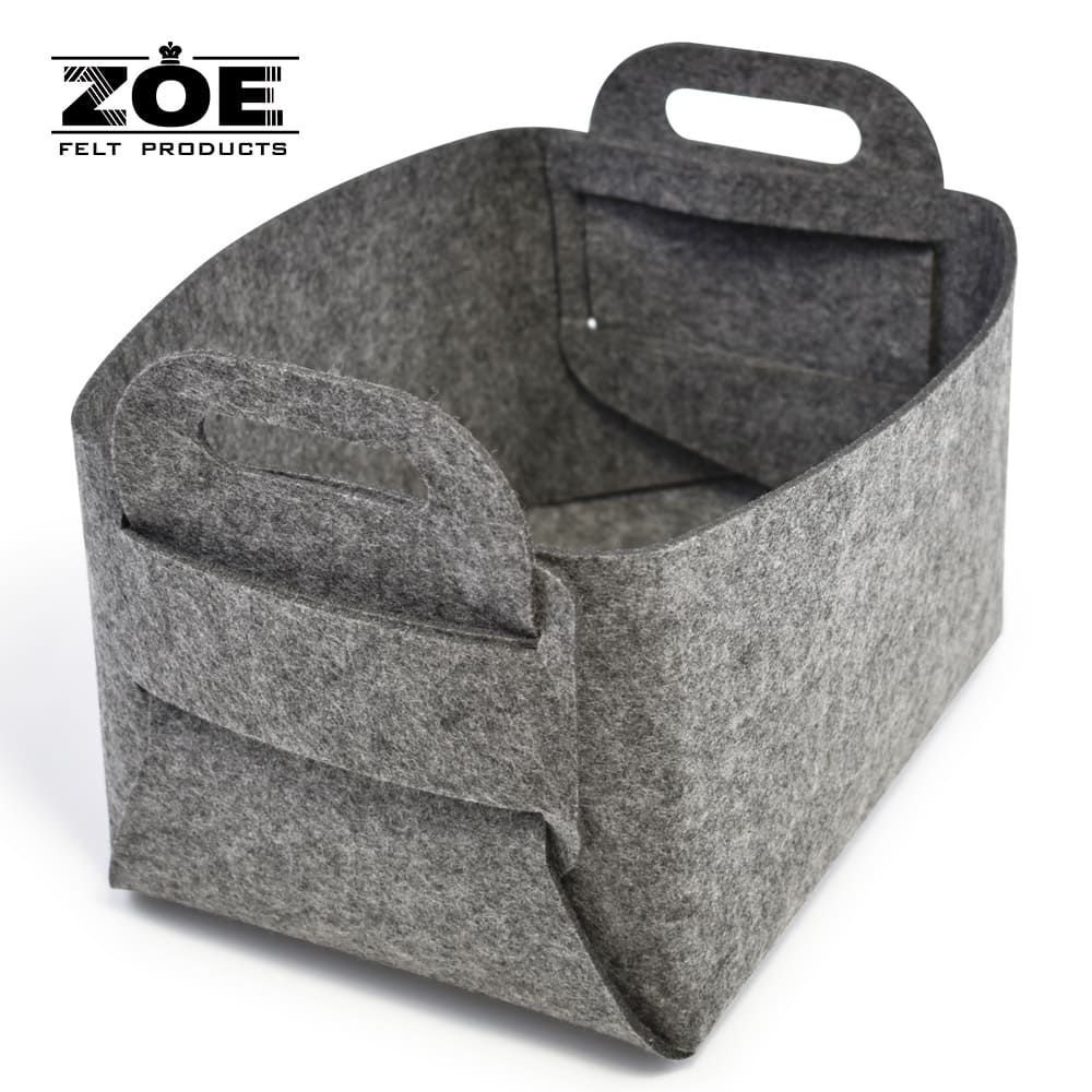 Custom Color Large Foldable One-piece Collapsible Felt Storage Basket with Die-cut Handles for Home Organization
