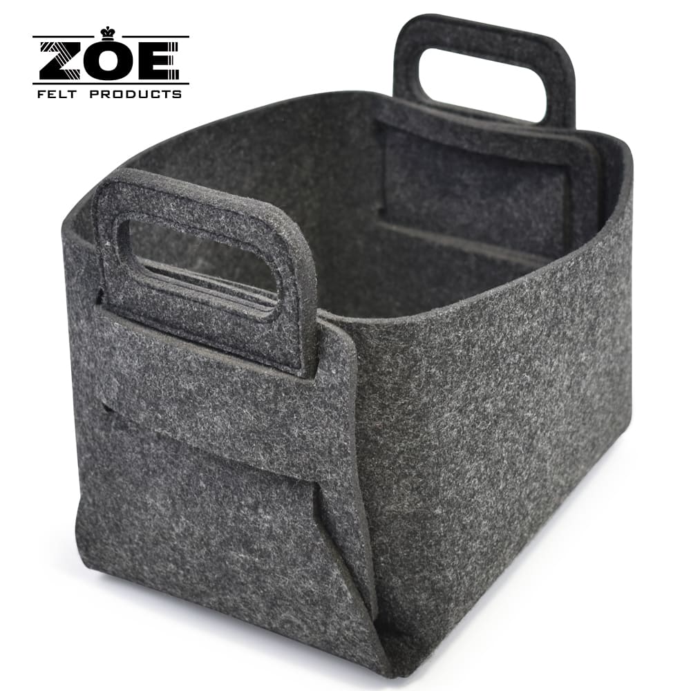 Custom Color Large Foldable One-piece Collapsible Felt Storage Basket with Die-cut Handles for Home Organization