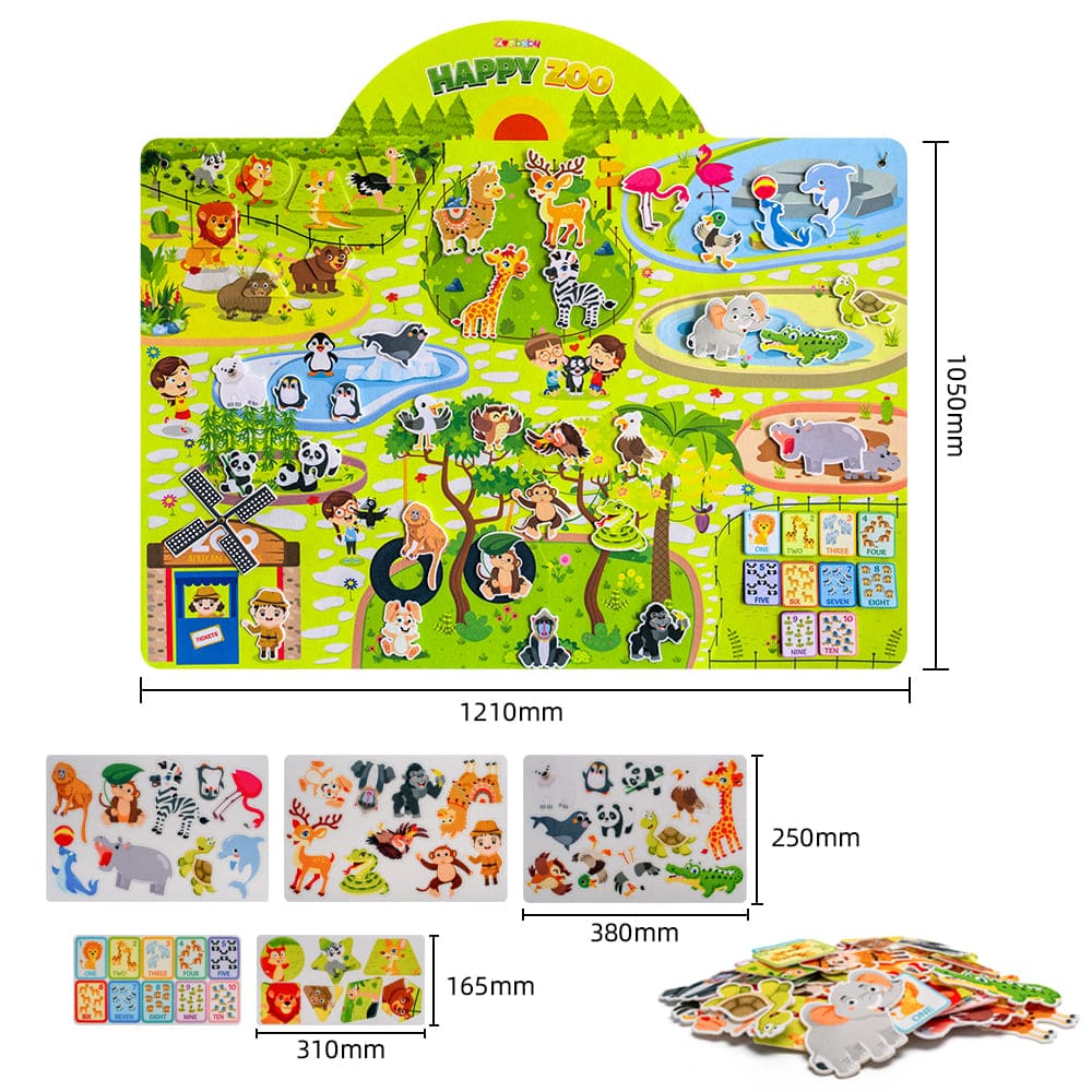 Custom ZOO Animals Felt Wall Story Board Montessori Fine Motor Skills Development Toddler Early Educational Toy for Unisex Kids Age 1+