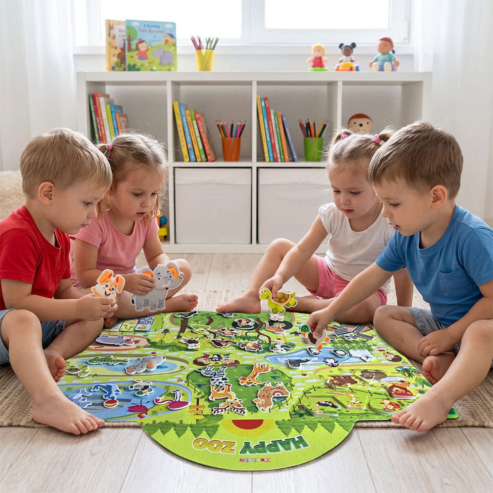Custom ZOO Animals Felt Wall Story Board Montessori Fine Motor Skills Development Toddler Early Educational Toy for Unisex Kids Age 1+