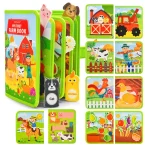 felt farm busy book with farm animal finger puppets and interactive activity pages